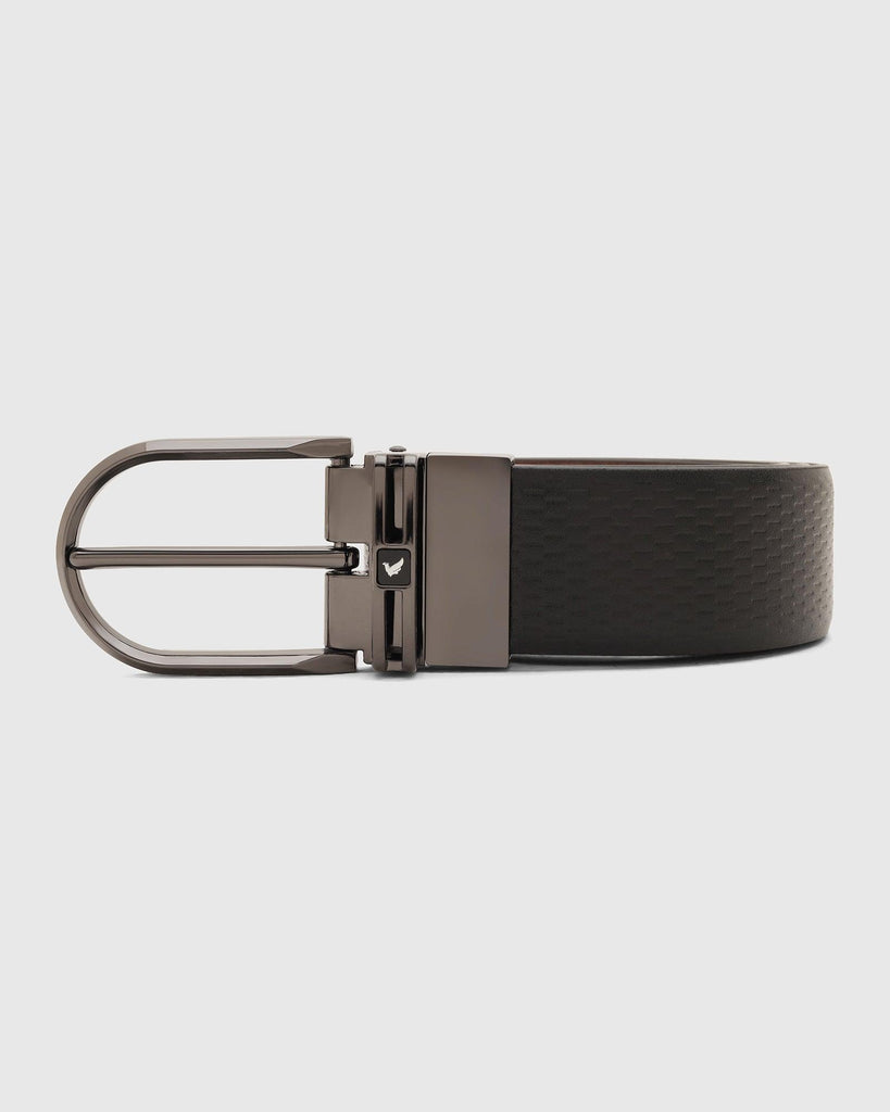 Leather Reversible Black Tan Textured Belt - Tetra