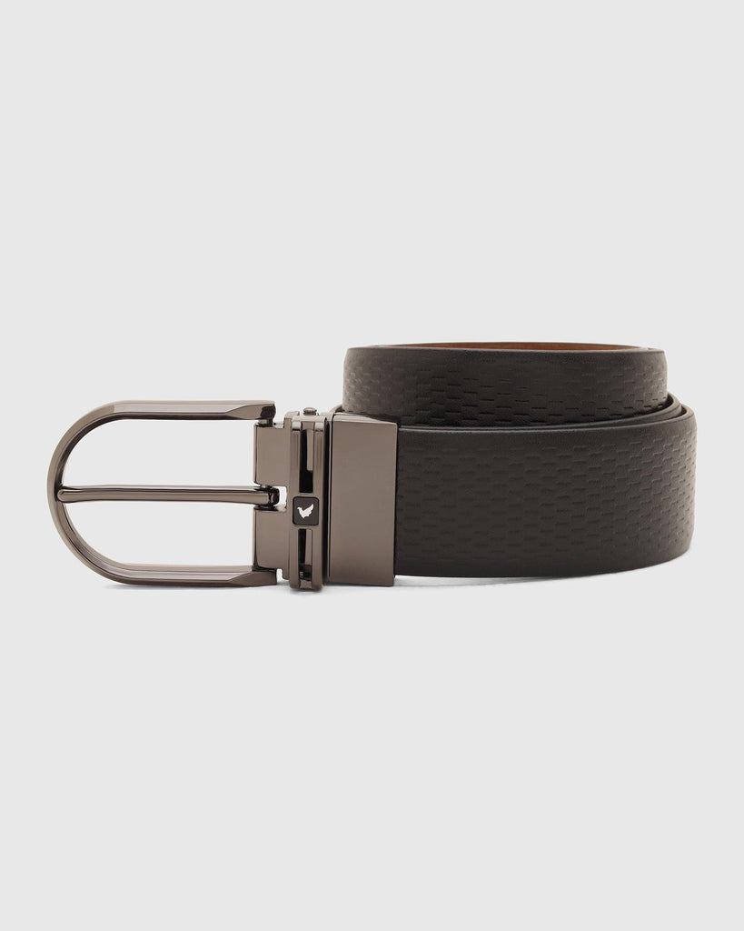 Leather Reversible Black Tan Textured Belt - Tetra