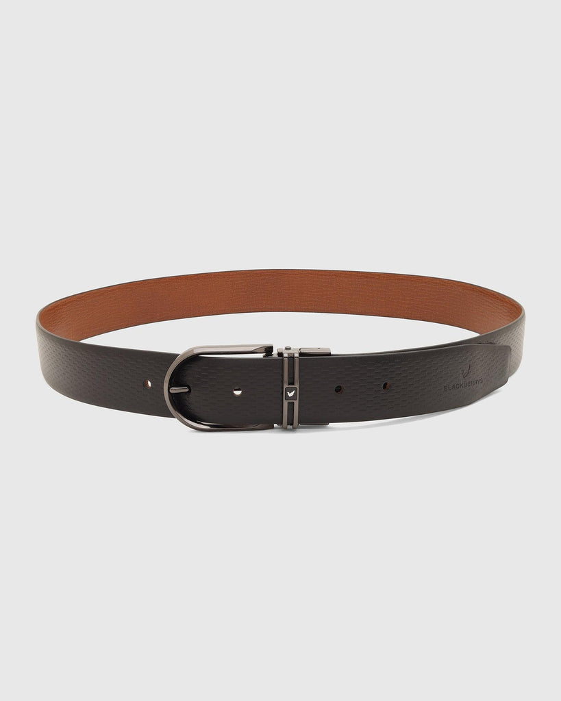 Leather Reversible Black Tan Textured Belt - Tetra