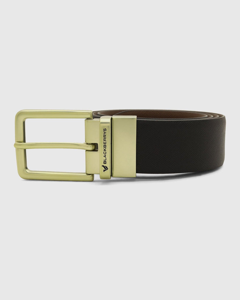 Leather Reversible Black Tan Textured Belt - Thorn