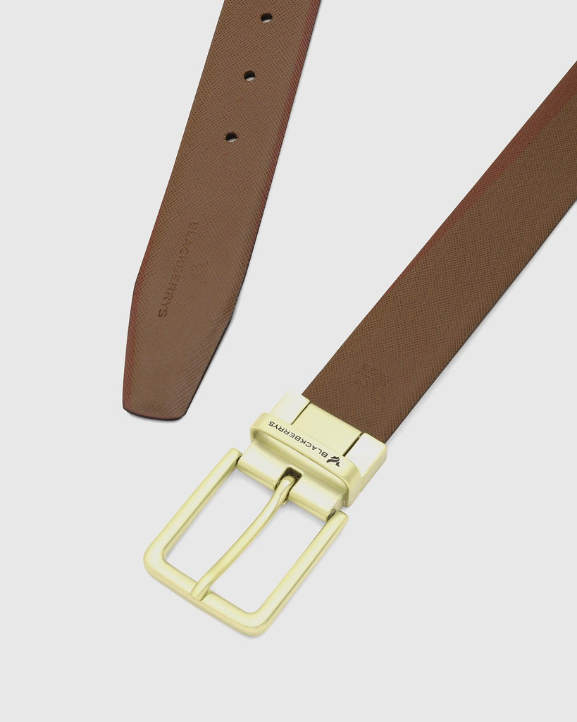 Leather Reversible Black Tan Textured Belt - Thorn