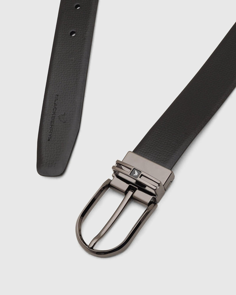 Leather Reversible Black Tan Textured Belt - Tiger