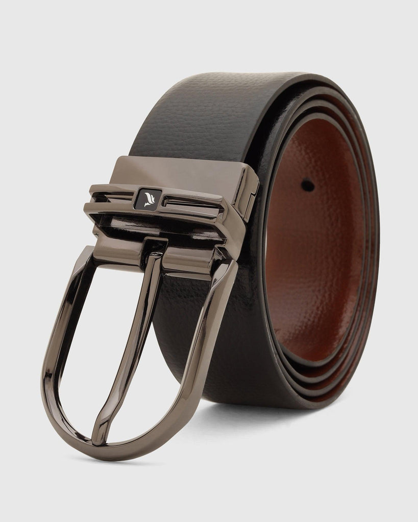 Leather Reversible Black Tan Textured Belt - Tiger