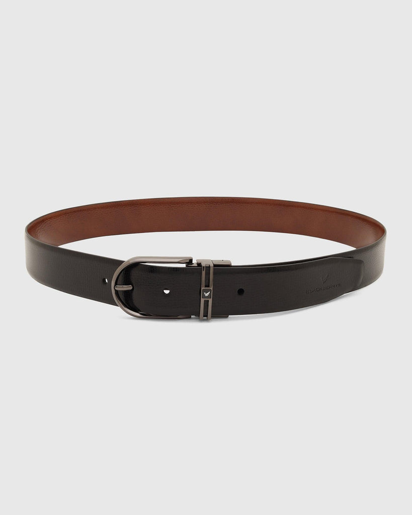 Leather Reversible Black Tan Textured Belt - Tiger