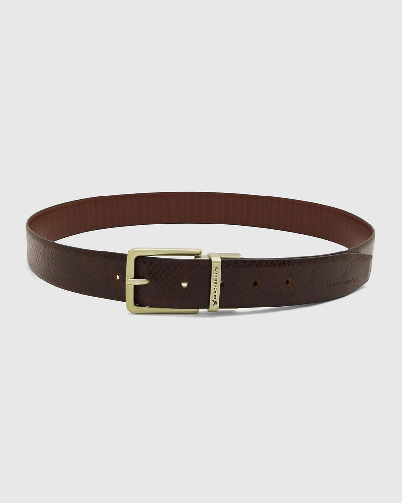 Leather Reversible Brown Tan Textured Belt - Tris