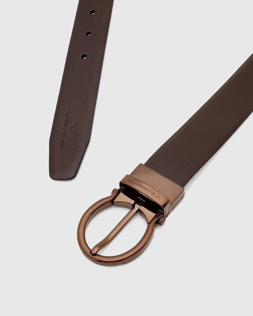 Leather Reversible Wine Black Textured Belt - Tamo