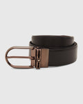 Leather Reversible Wine Black Textured Belt - Toad - Blackberrys