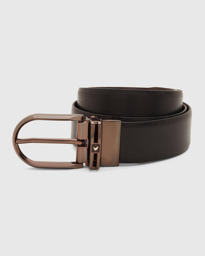 Leather Reversible Wine & Black Textured Belt - Toad