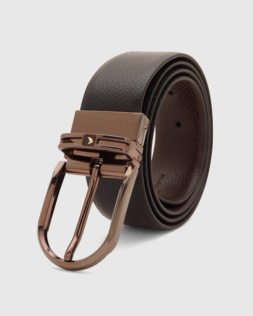 Leather Reversible Wine Black Textured Belt - Toad