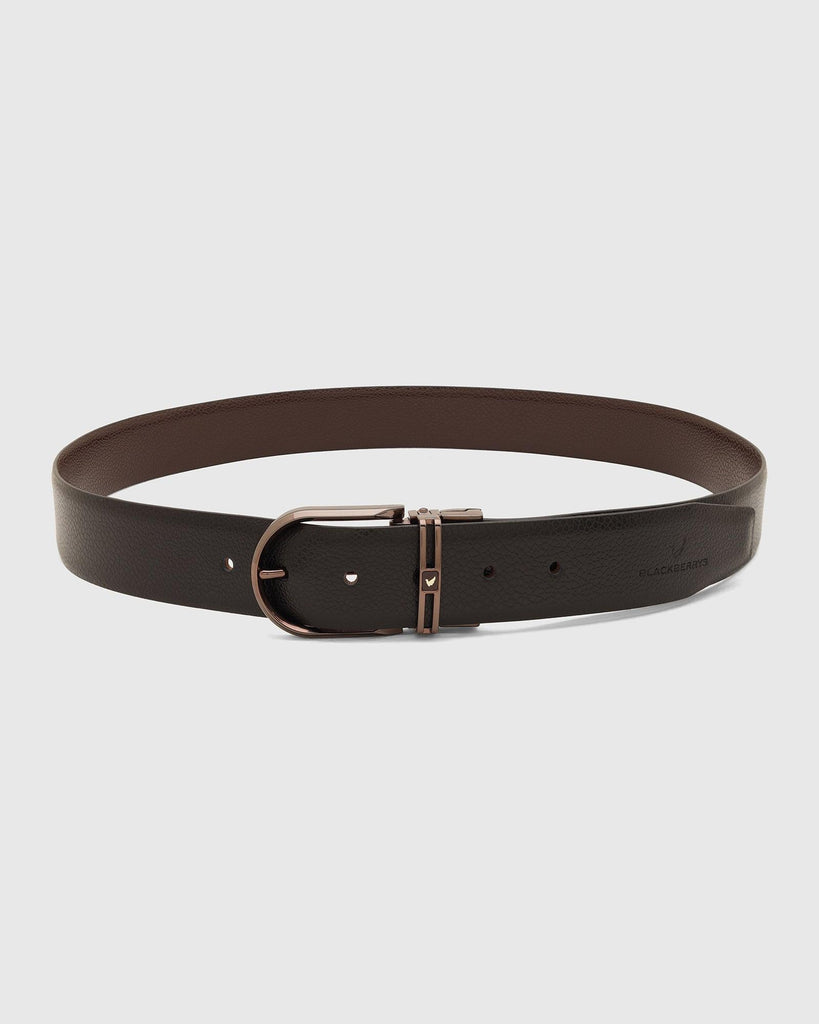 Leather Reversible Wine Black Textured Belt - Toad