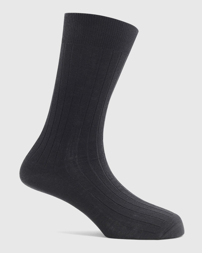 Wool Black Textured Socks - Rwool