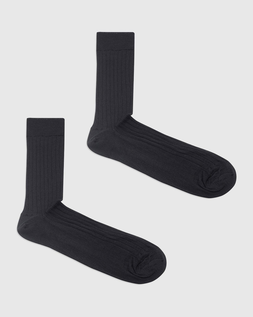 Wool Black Textured Socks - Rwool