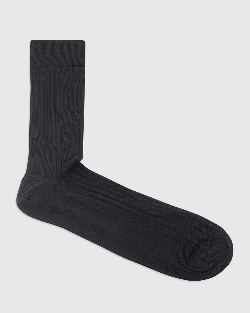 Wool Black Textured Socks - Rwool