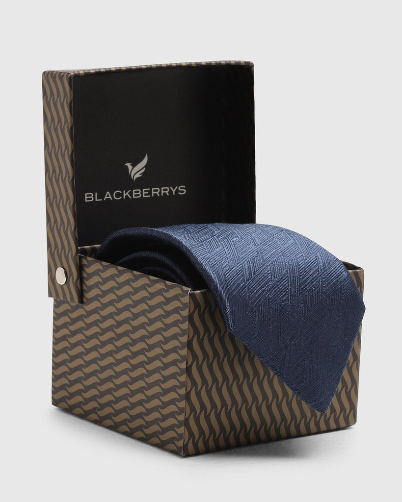 Silk Navy Textured Tie - Terry