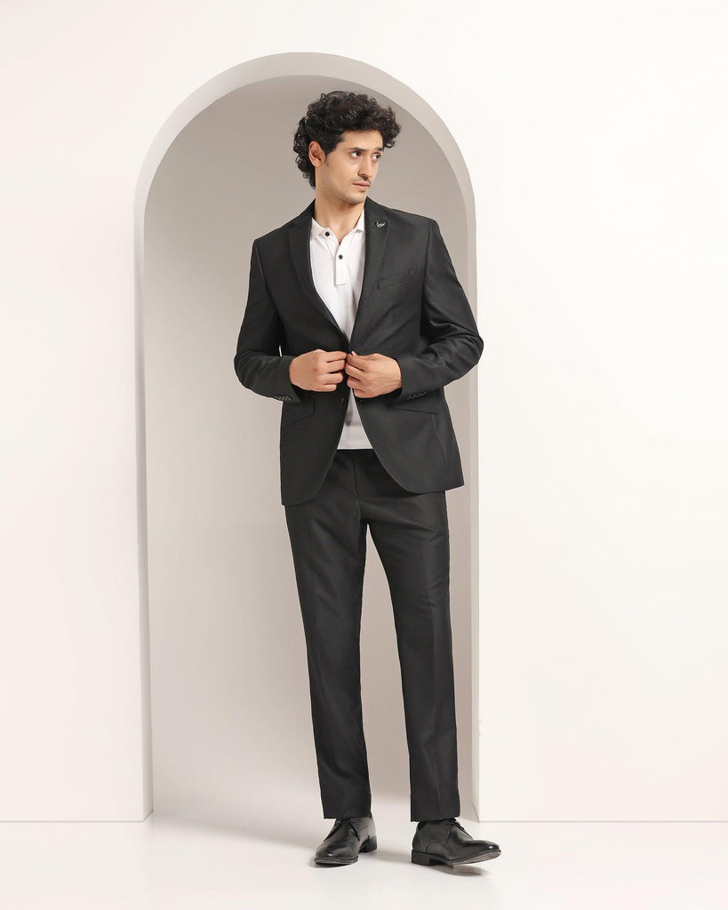 Three Piece Black Solid Formal Suit - Raydon