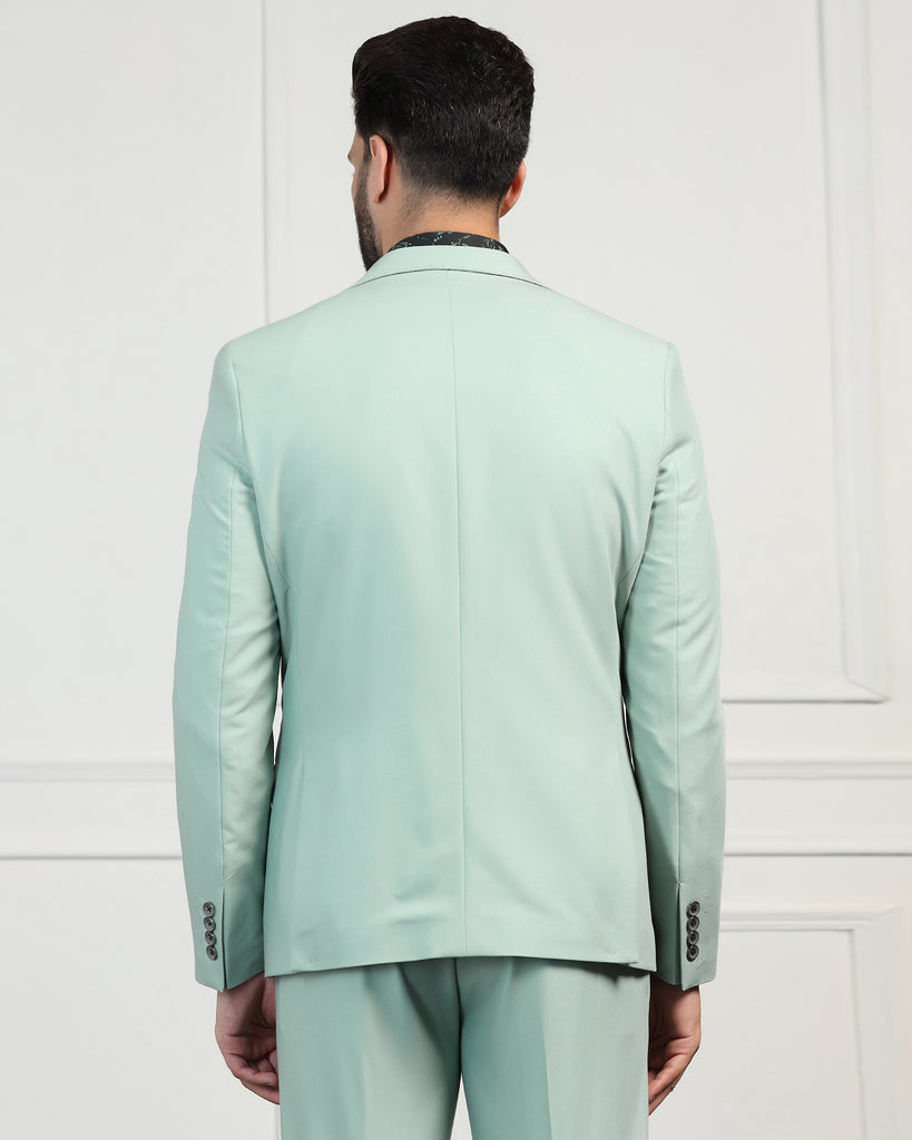 Three Piece Aqua Solid Formal Suit - Randle