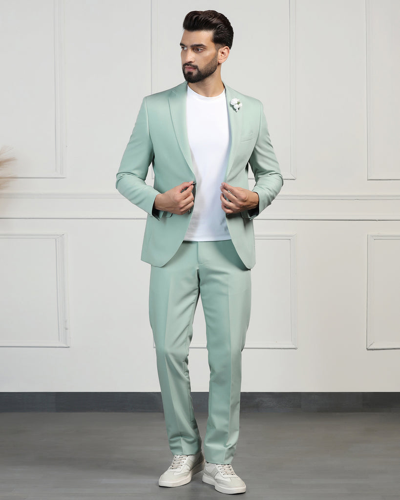 Three Piece Aqua Solid Formal Suit - Randle