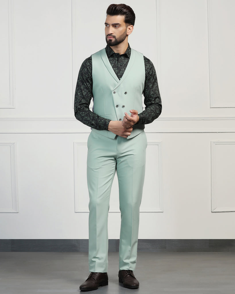 Three Piece Aqua Solid Formal Suit - Randle