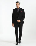 Three Piece Black Solid Formal Suit - Rostov