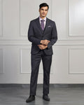 Luxe Three Piece Charcoal Solid Formal Suit - Keno
