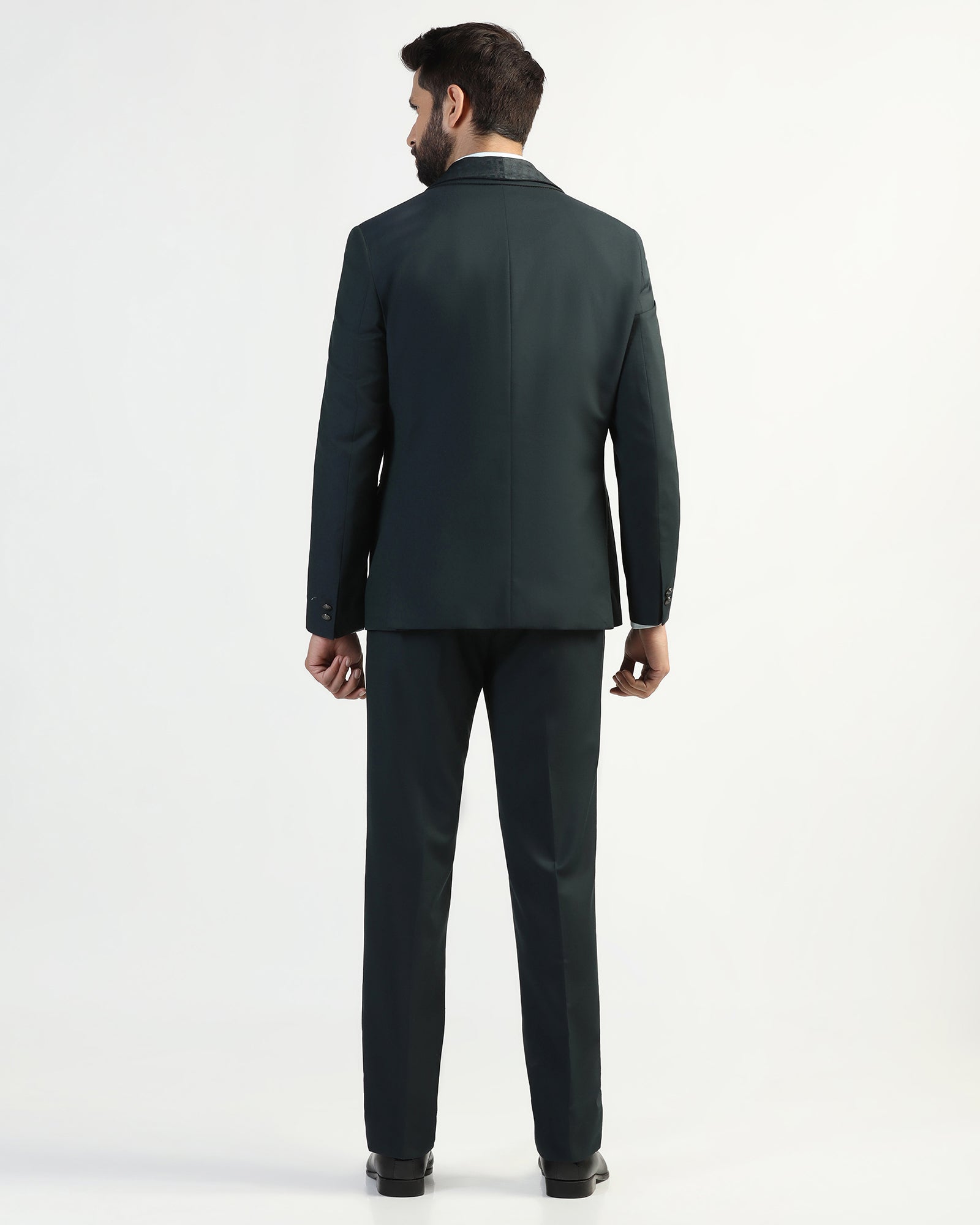 Three Piece Green Textured Formal Suit - Macren