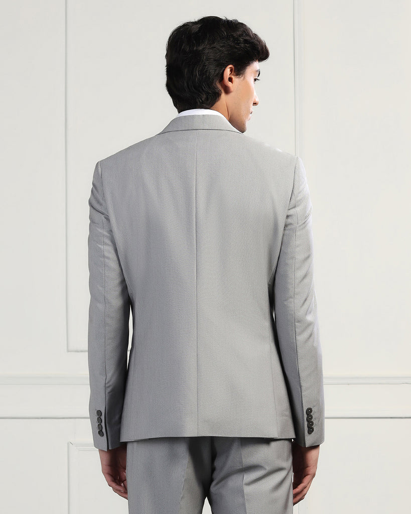 Three Piece Grey Textured Formal Suit - Inigo