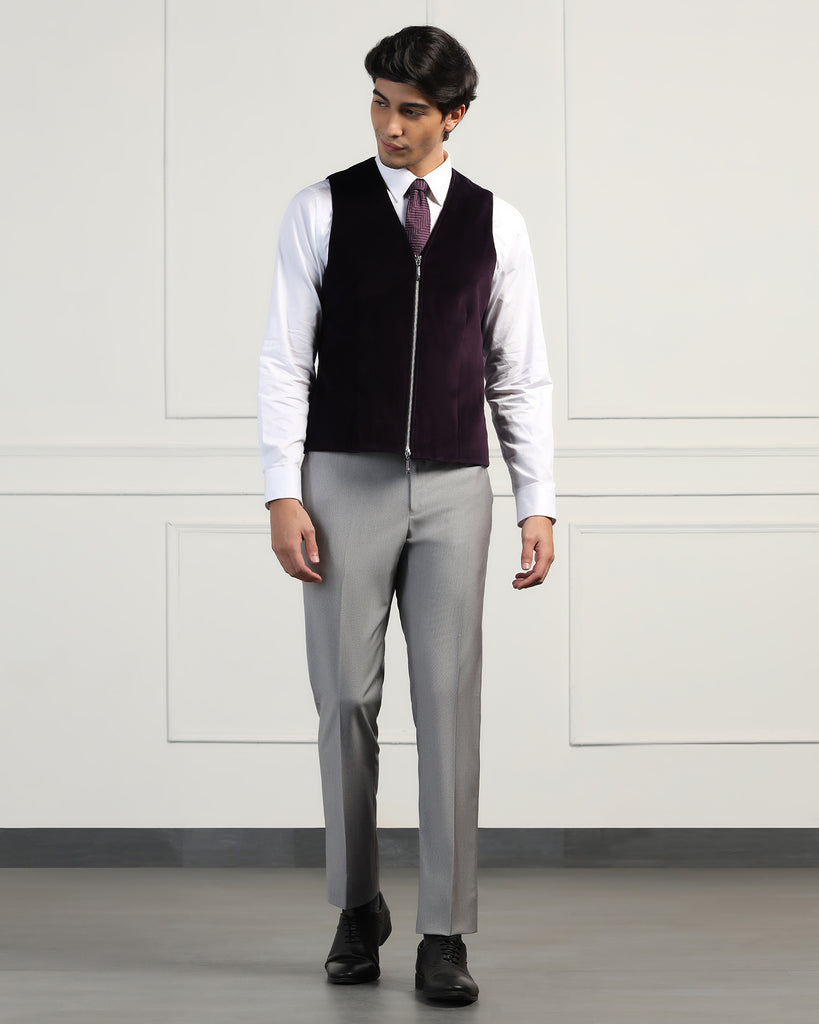 Three Piece Grey Textured Formal Suit - Inigo