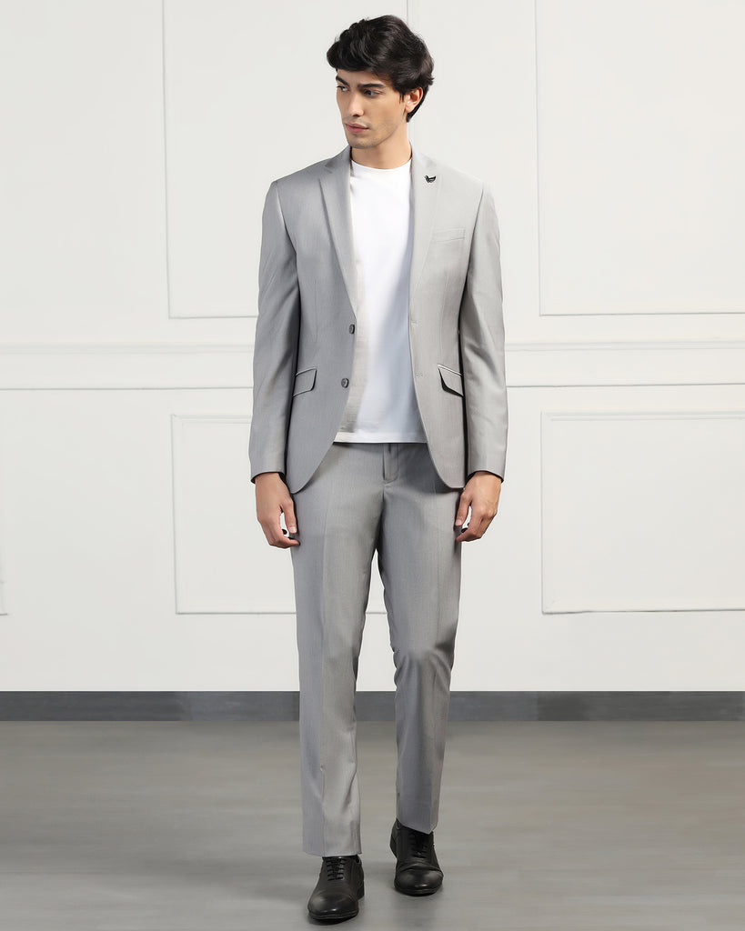 Three Piece Grey Textured Formal Suit - Inigo