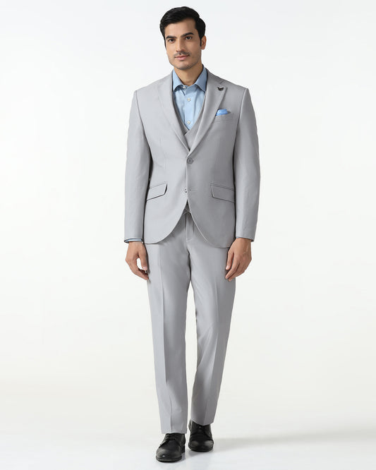 Three Piece Grey Textured Formal Suit - Kennie