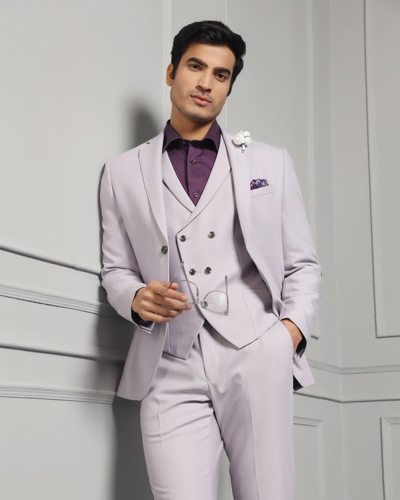 Three Piece Lavender Solid Formal Suit - Raylit