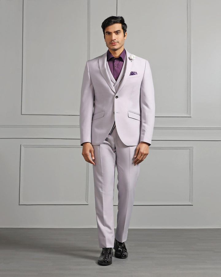 Three Piece Lavender Solid Formal Suit - Raylit