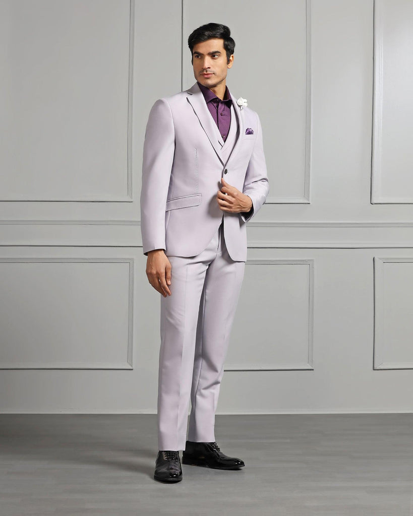 Three Piece Lavender Solid Formal Suit - Raylit