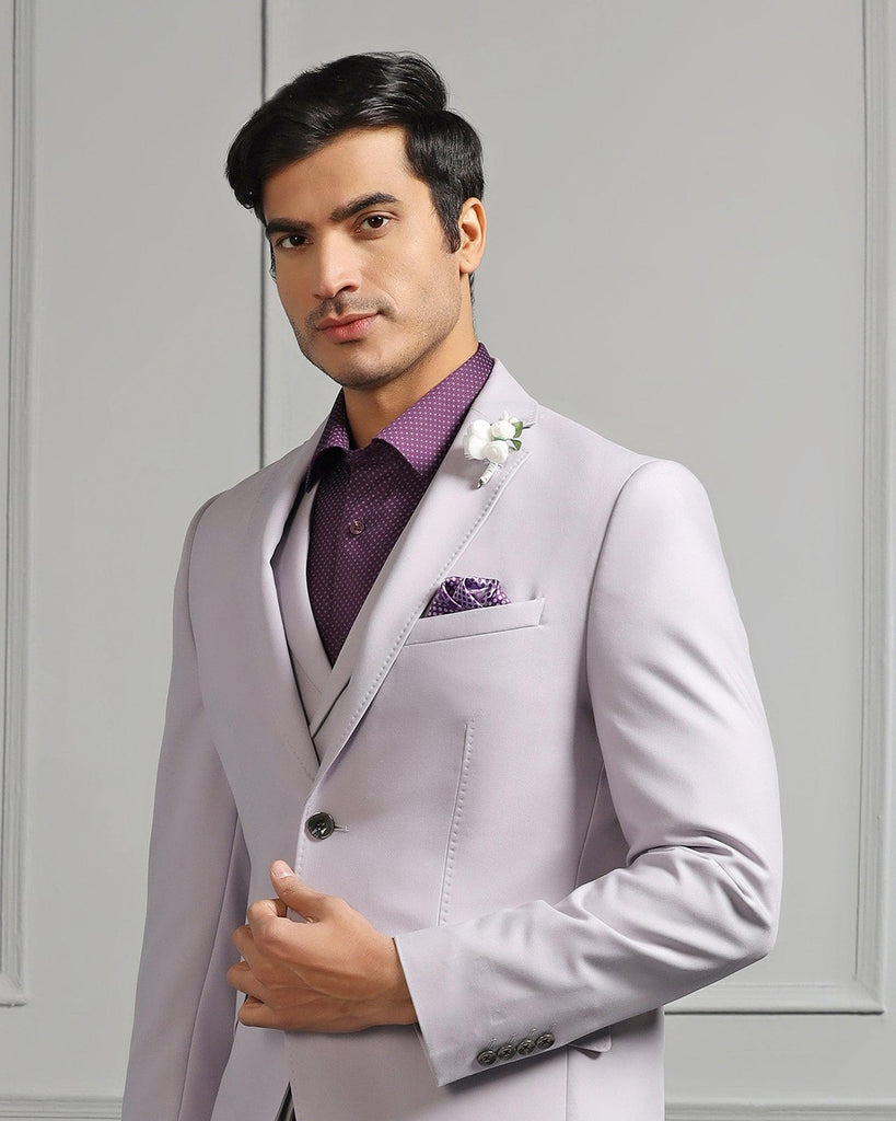 Three Piece Lavender Solid Formal Suit - Raylit