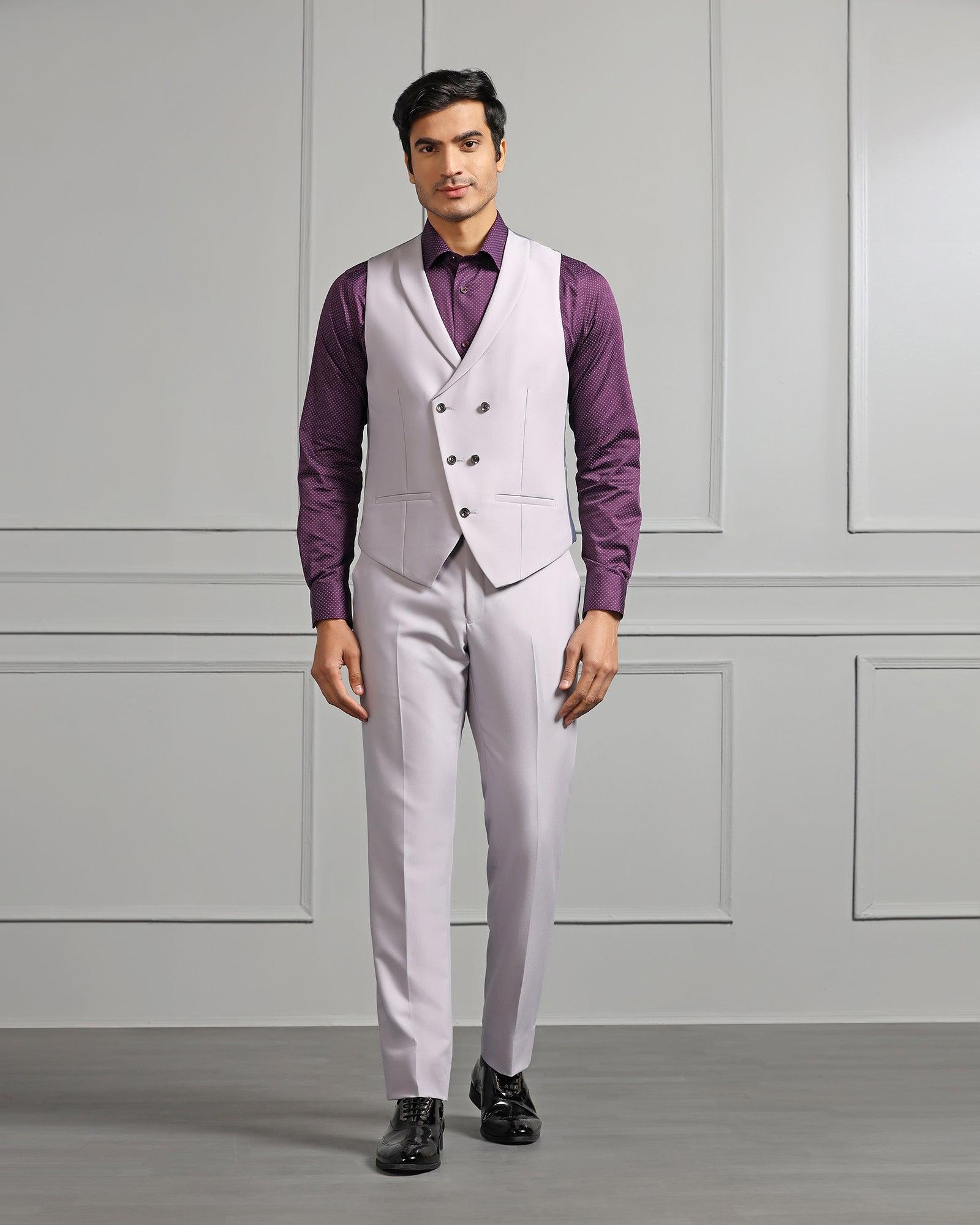 Three Piece Lavender Solid Formal Suit - Raylit