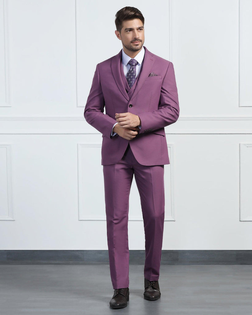 Three Piece Mauve Solid Formal Suit - Randle