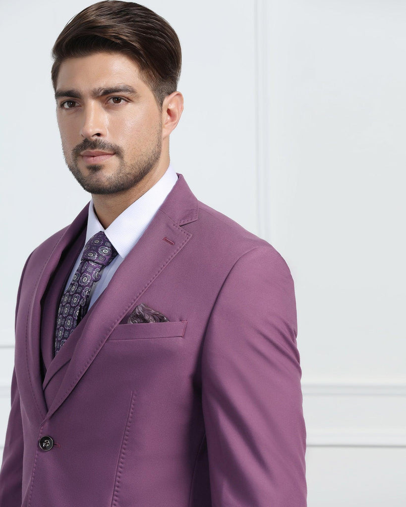 Three Piece Mauve Solid Formal Suit - Randle