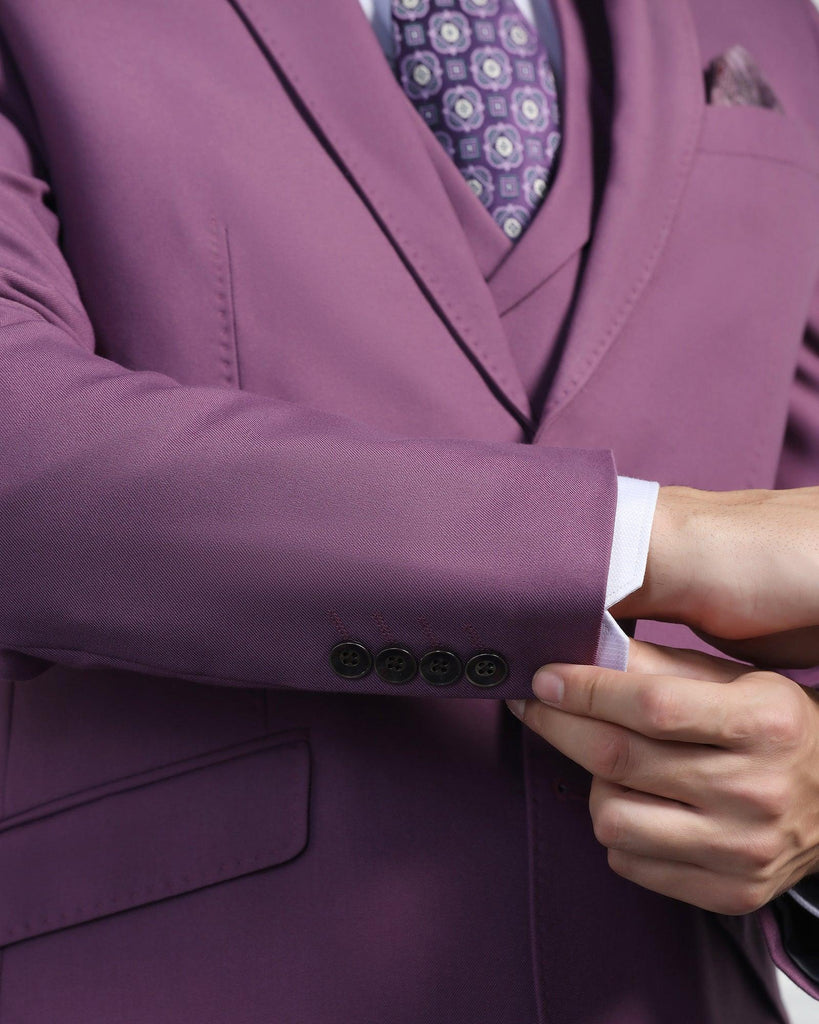 Three Piece Mauve Solid Formal Suit - Randle