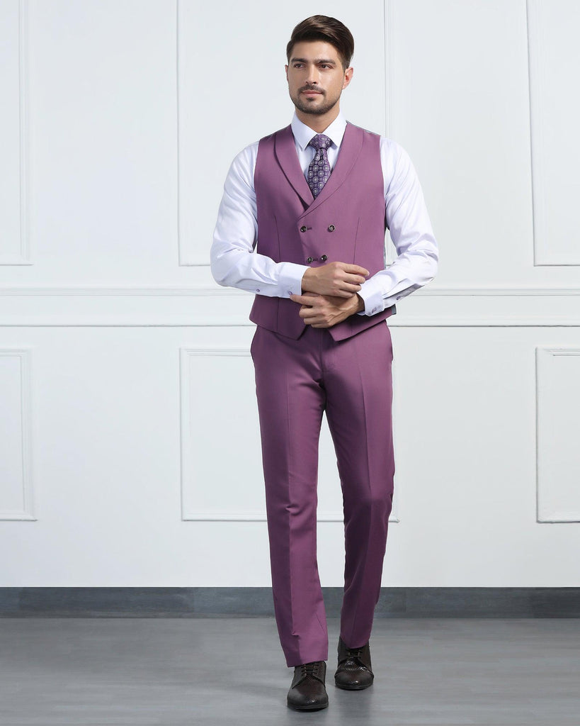 Three Piece Mauve Solid Formal Suit - Randle