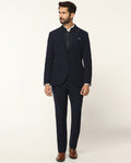 Three Piece Navy Textured Formal Suit - Josfer