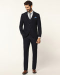 Three Piece Navy Textured Formal Suit - Kennie