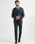 Three Piece Navy Textured Formal Suit - Kepner