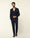 Three Piece Navy Textured Formal Suit - Rayner