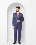 Luxe Three Piece Navy Textured Formal Suit - Jade