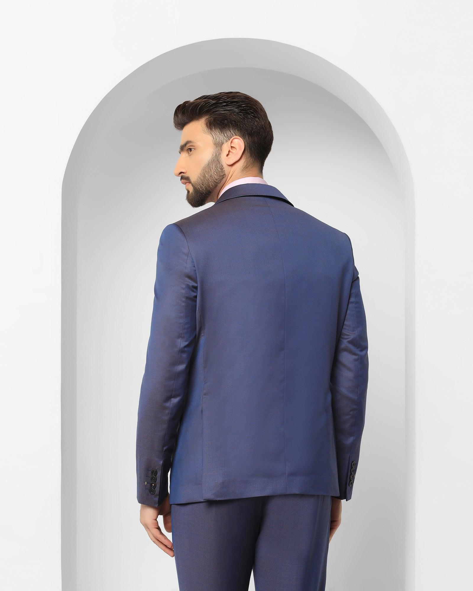 Three Piece Navy Textured Formal Suit - Jade - Blackberrys