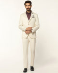 Three Piece Off White Textured Formal Suit - Steddle