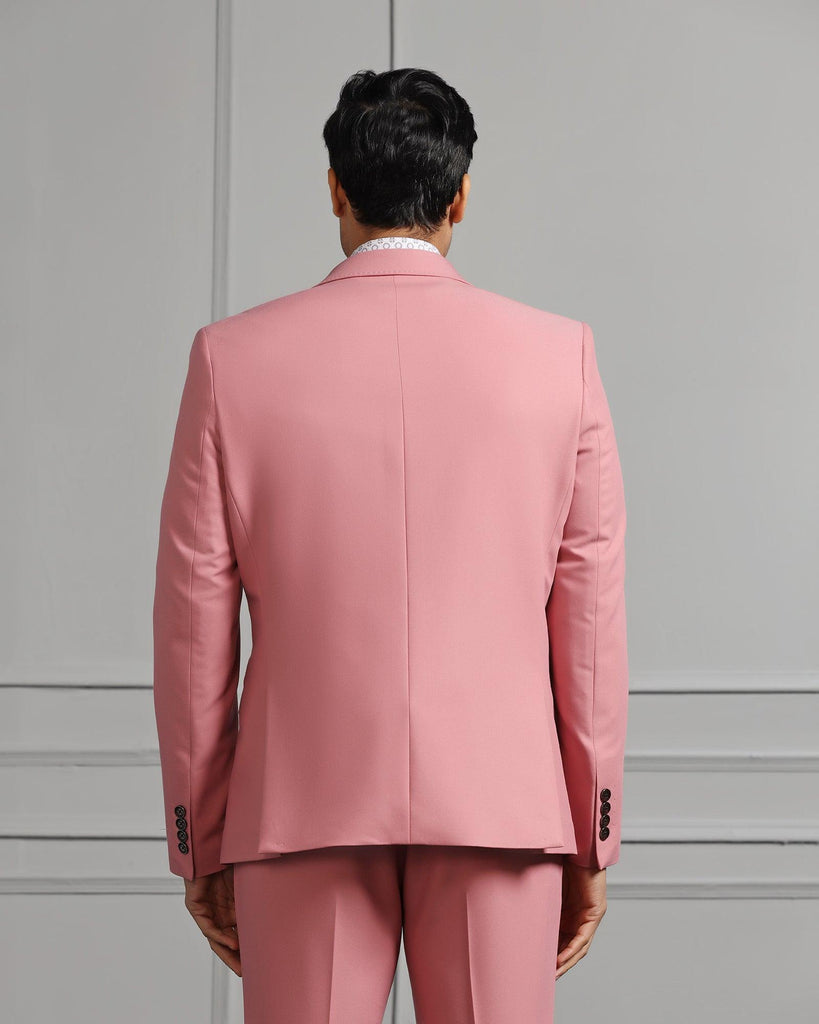 Three Piece Pink Solid Formal Suit - Raylit