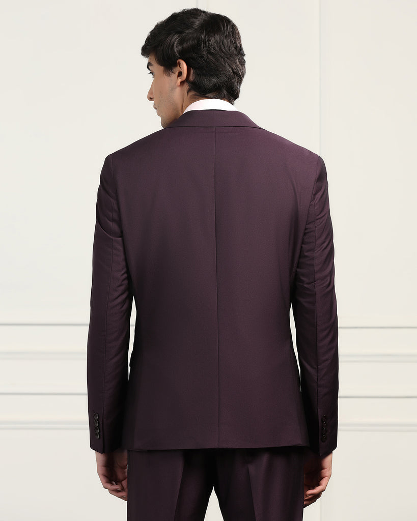 Three Piece Wine Textured Formal Suit - Inigo