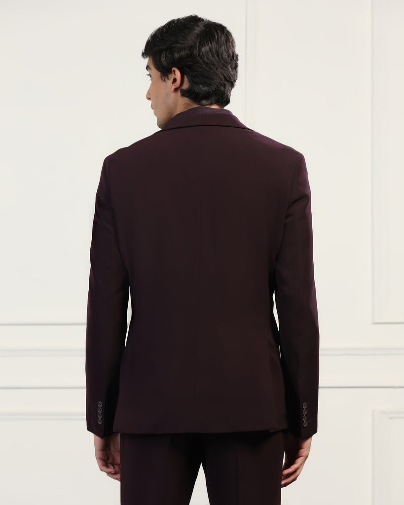 Three Piece Wine Textured Formal Suit - Josfer