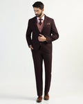 Three Piece Wine Textured Formal Suit - Kepner