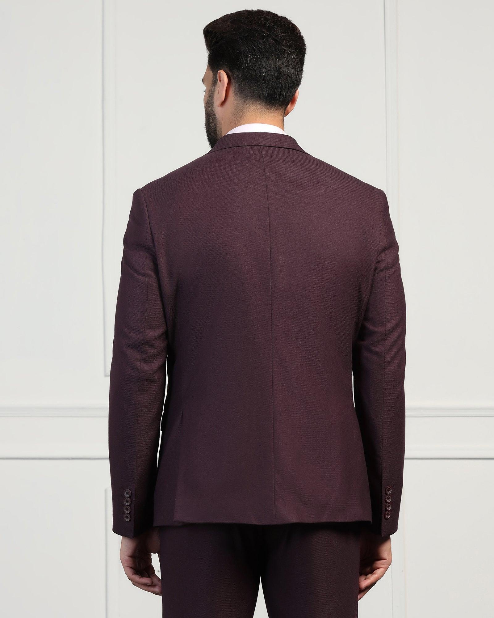 Three Piece Wine Textured Formal Suit - Donnie